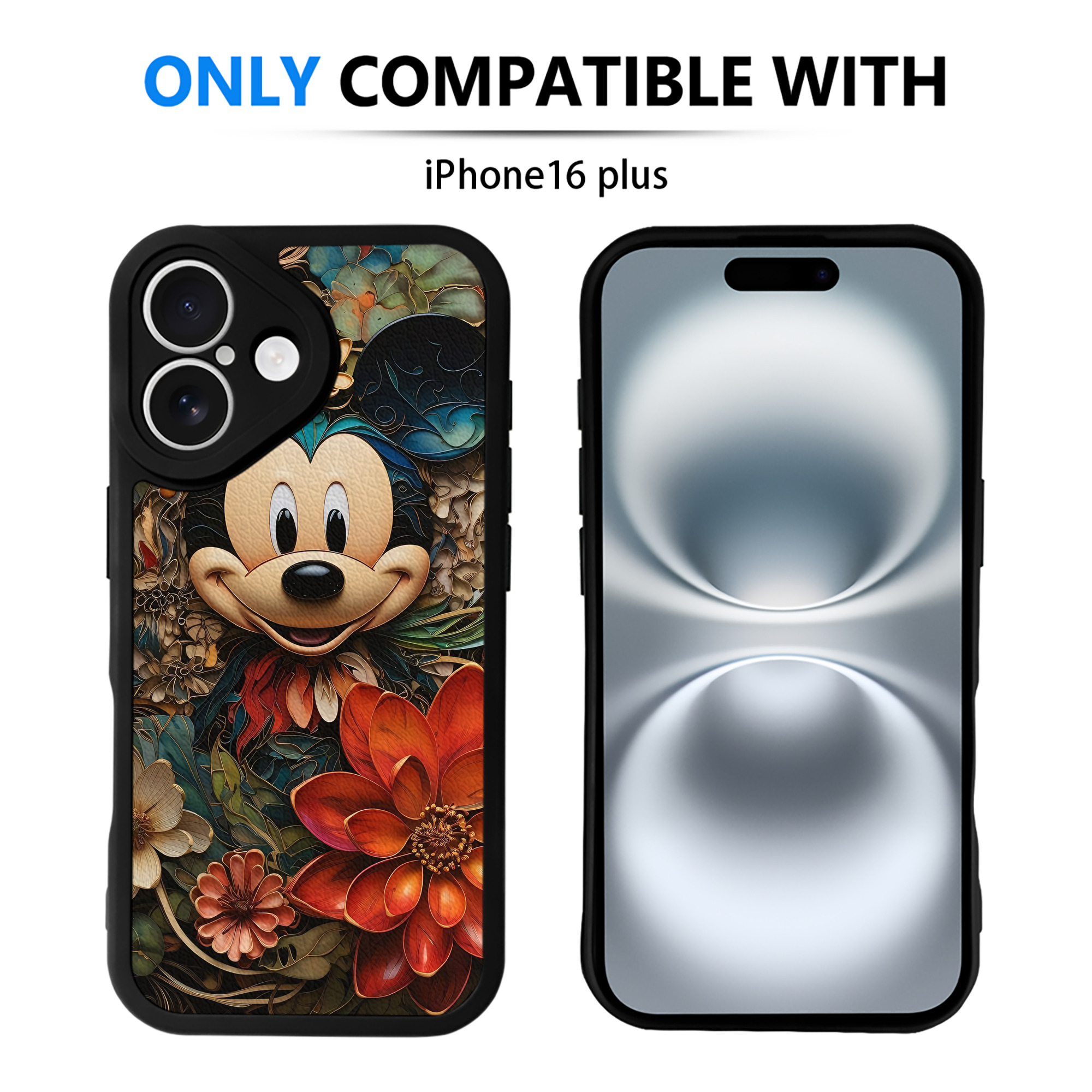 （画像用） ミッキーマウス Mickey Mouse 【iPhone 16シリーズ対応】シリコンスマホケース（レザー調） 材質：シリコン